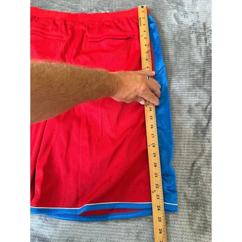 Delf Mens Mesh Basketball Shorts Red Blue Number 3 Athletic 2XL NWT 36X10